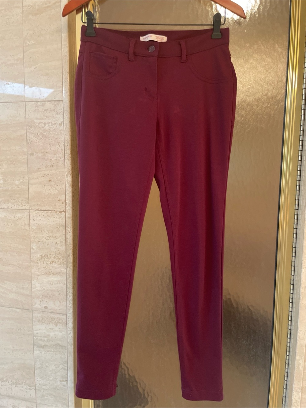 No Boundaries Wine Jegging Pants Stretch Skinny Pull On Juniors Size 9 Pockets